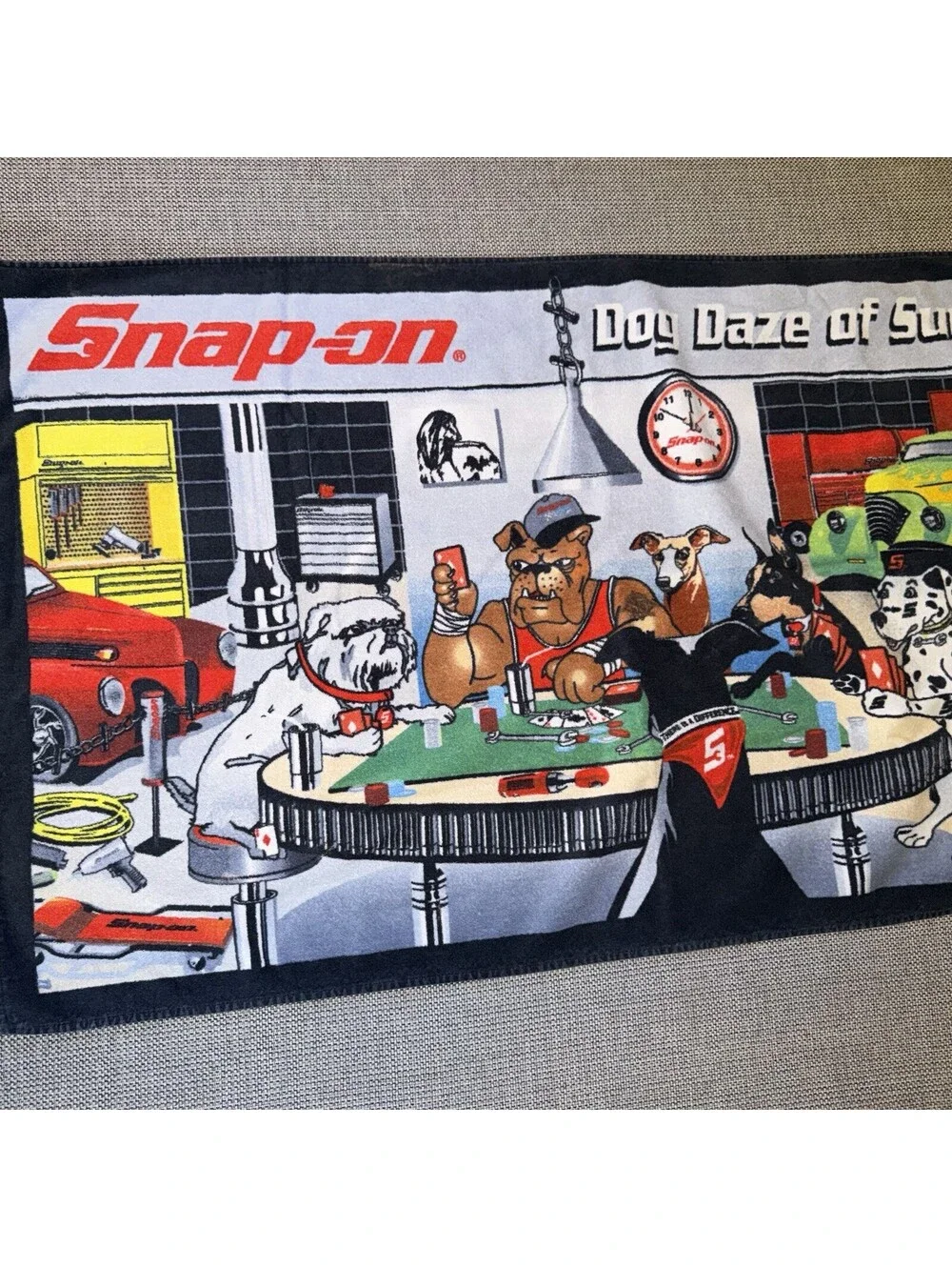 Snap On Tools Beach Towel Dog Daze of Summer Dogs Poker 60 x 32 Vintage
